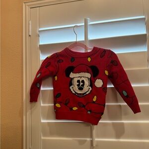 SOLD!!! Disney Baby Red Holiday Sweater with Mickey Mouse